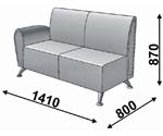 Секция диванная 2х-местная с 1 подлокотником левая. Арт. 2В